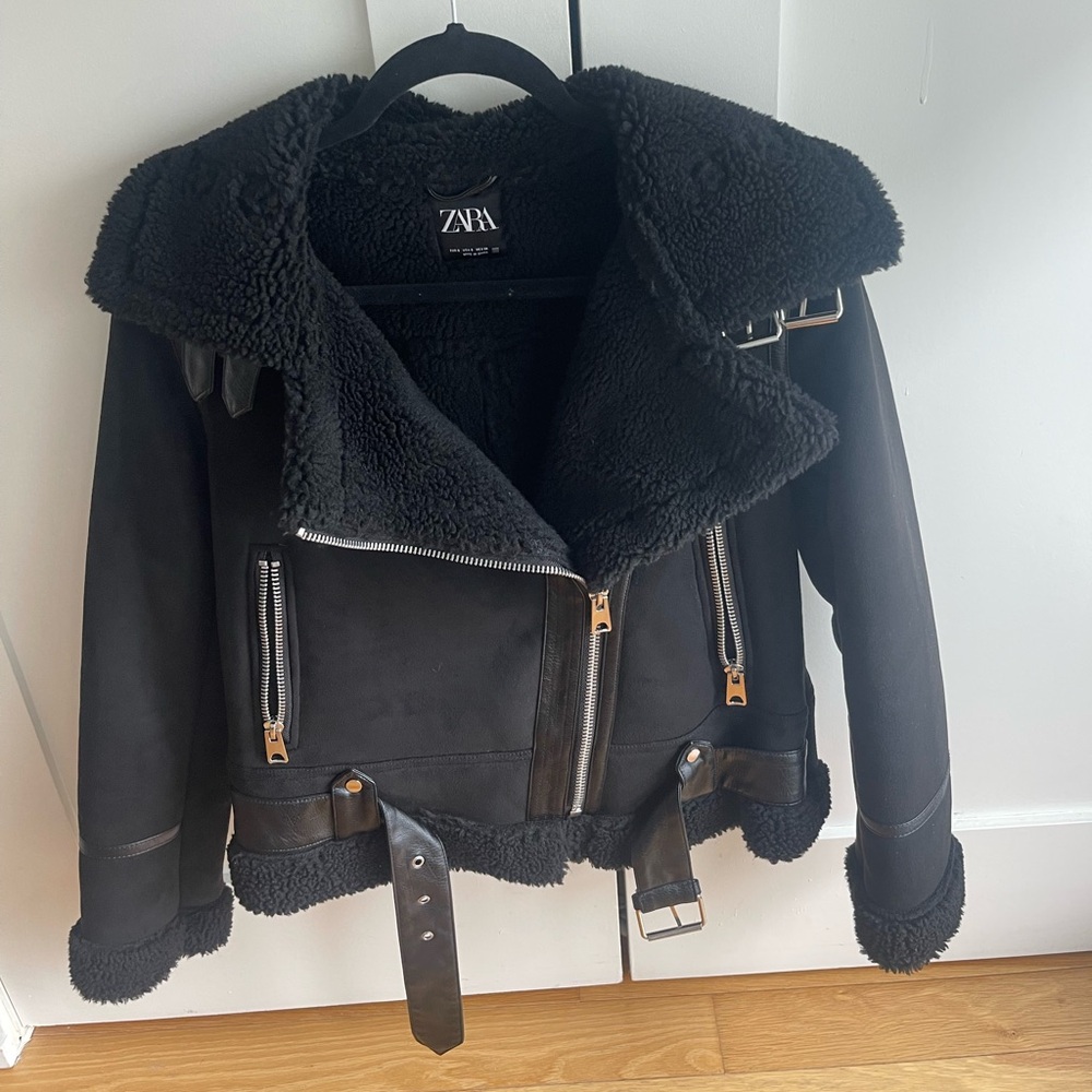 Zara Double Faced Jacket Black Size Small